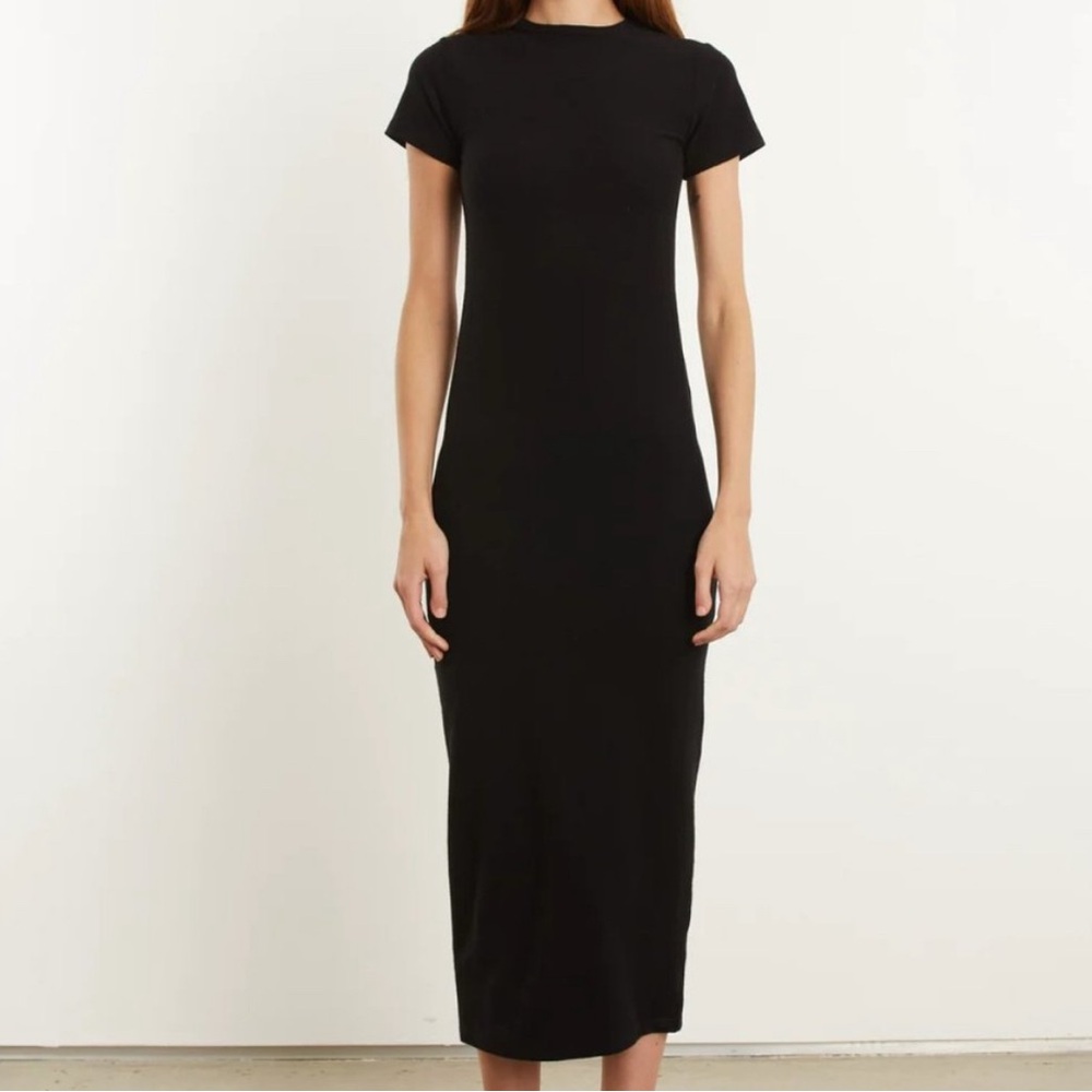 SPRWMN Short Sleeve Black Ribbed Maxi Dress Size XS